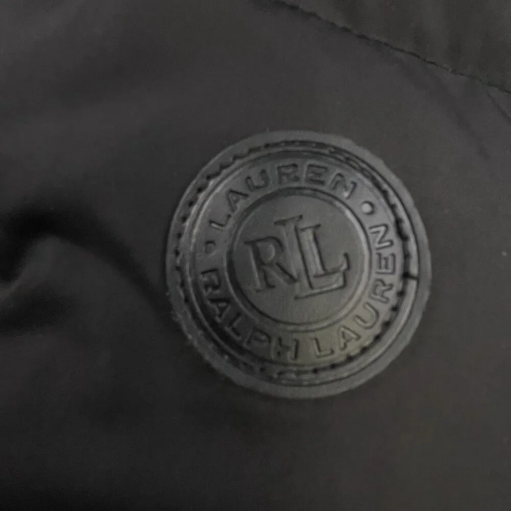 Lauren Ralph Lauren Down Puffer Coat Women's S Black Feather Removable Fur Hood